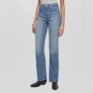 RE/DONE 90s High Rise Straight Jeans – Size 27 | Vintage Faded Blue Wash